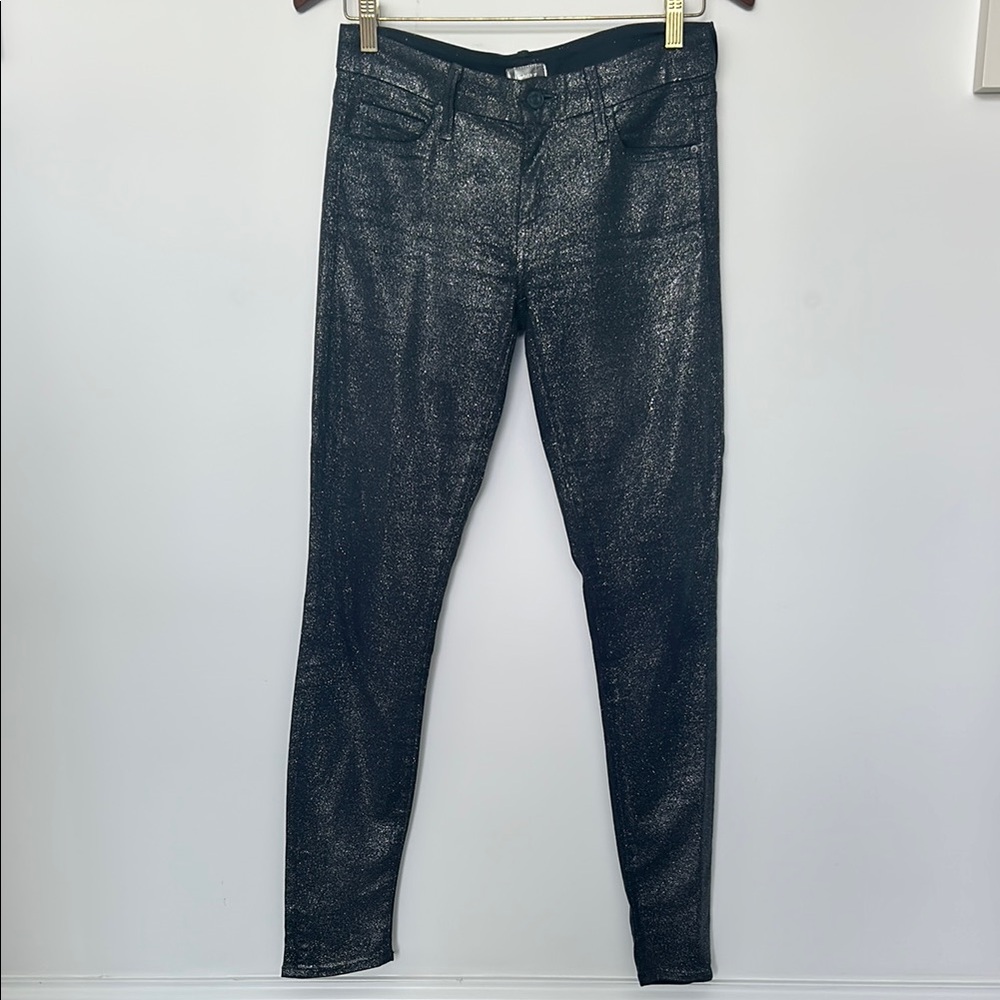MOTHER Black and Silver Sparkle Jeans